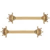 "Live To Tell" Forward Facing Nipple Barbells In Gold With Gold Beads