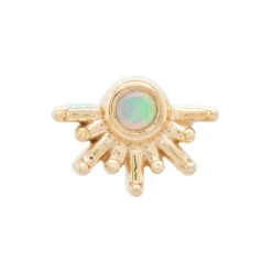 "Live To Tell" Threaded End In Gold With Genuine White Opal