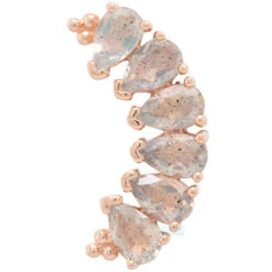 6 Gem Pear "Panaraya" Threaded End In Gold With Faceted Labradorite