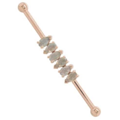 "Freyja" Industrial Barbell In Gold With Faceted Labradorite