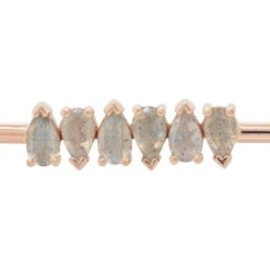 "Freyja" Industrial Barbell In Gold With Faceted Labradorite -Body Vision Los Angeles 41857 FreyjaIndustrialBarbellinGoldwithFacetedLabradoriteSingleRoseGold3
