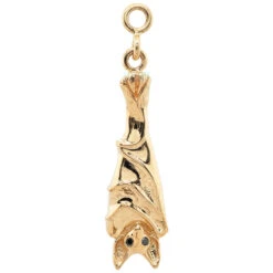 "Morbius Bat" Charm In Gold With Black Diamonds