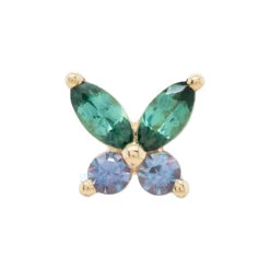"Monarch" Threaded End In Gold With Seafoam Tourmaline & Chatham Alexandrite