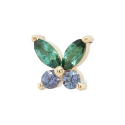 Threadless: "Monarch" Pin In Gold With Seafoam Tourmaline & Chatham Alexandrite