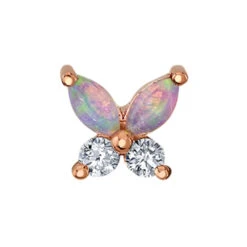 "Monarch" Threaded End In Gold With Genuine White Opals & DIAMONDS
