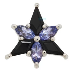 "Stargazer" Threaded End In Gold With Onyx & Tanzanite