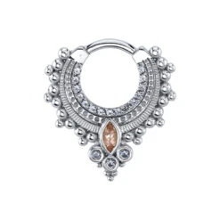 "Dionysus" Hinge Ring In Gold With Grey CZ's & Oregon Sunstone