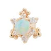 "Bayle" Threaded End In Gold With Genuine White Opal & White CZ's