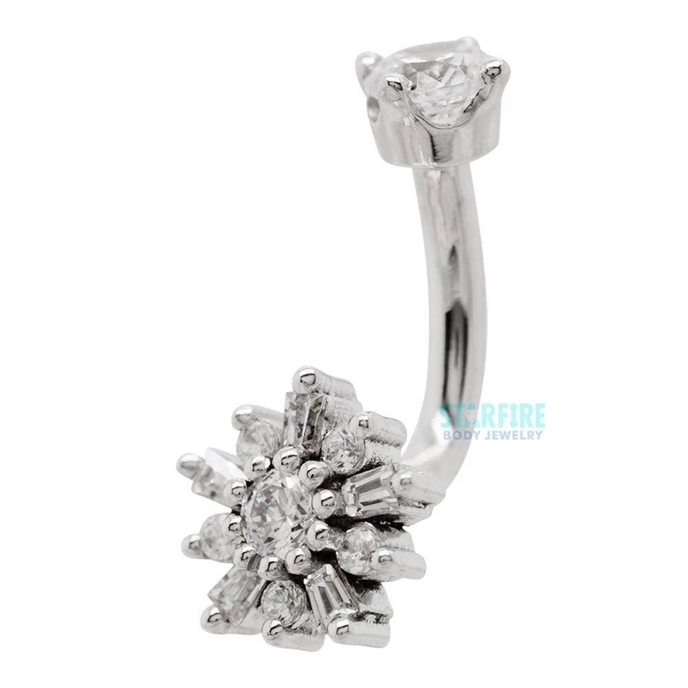 "Elaine" J Curve In Gold With White CZ's 3 "Elaine" J Curve In Gold With White CZ's - Image 3