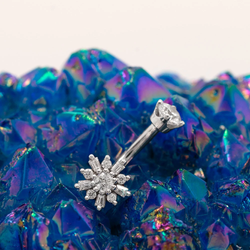 "Elaine" J Curve In Gold With White CZ's 2 "Elaine" J Curve In Gold With White CZ's - Image 2