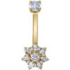 "Elaine" Navel J Curve In Gold With White CZ's