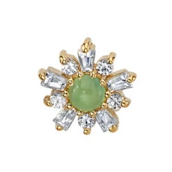"Elaine" Threaded End In Gold With Chrysoprase & Diamonds