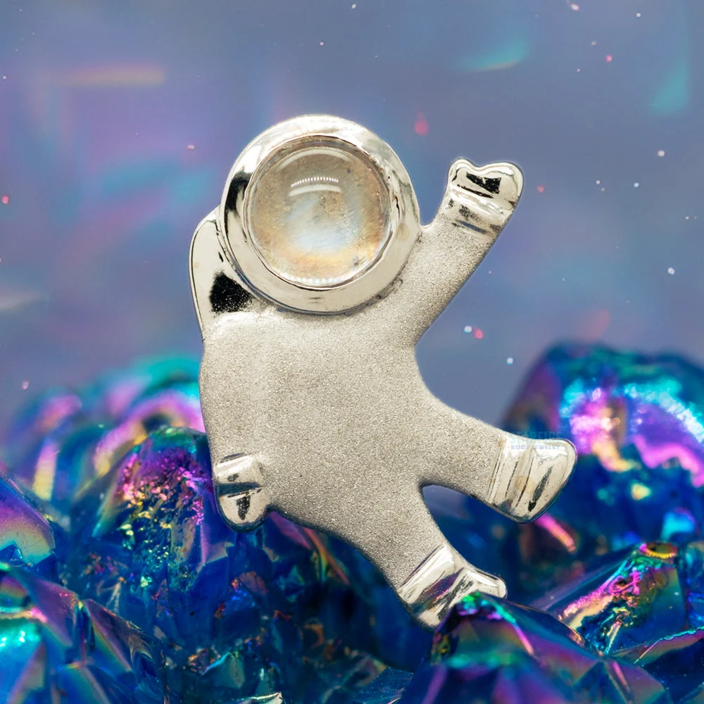 "Astro" Threaded End In Gold With Rainbow Moonstone 2 "Astro" Threaded End In Gold With Rainbow Moonstone - Image 2