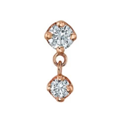 "Duet" Threaded End In Gold With DIAMONDS -Body Vision Los Angeles 42166 Body Vision BVLA Duet Threaded End in Gold with DIAMONDS RG