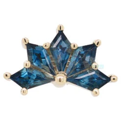 "Spirit" Threaded End In Gold With London Blue Topaz' -Body Vision Los Angeles 42183 BodyVision BVLASpiritThreadedEndinGoldwithLondonBlueTopaz SingleYellowGold2