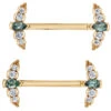 "Nikki Panaraya" Forward Facing Nipple Barbells In Gold With Grey Sapphire & Diamonds