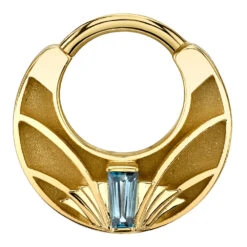 "Architect" Hinge Ring In Gold With London Blue Topaz