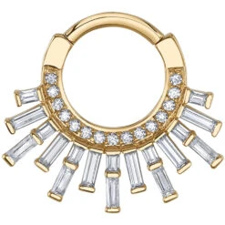 "Mountain Light" Hinge Ring In Gold With White CZ's