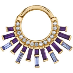 "Mountain Light" Hinge Ring In Gold With Diamond, Amethyst & Tanzanite