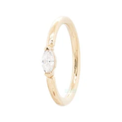V Prong Marquise Fixed Seam Ring (FBR) In Gold With White CZ -Body Vision Los Angeles 42293 BodyVision BVLAVProngMarquiseFixedSeamRing FBR inGoldwithWhiteCZSingleYellowGold18ga.5.161