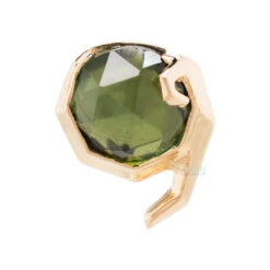 "Spirit Of Forest" Threaded End In Gold With Special Rose Cut Green Tourmaline