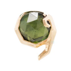 "Spirit Of Forest" Threaded End In Gold With Special Rose Cut Green Tourmaline -Body Vision Los Angeles 42329 ZeldaSpiritofForestThreadedEndinGoldwithSpecialRoseCutGreenTourmalineYellowGold2