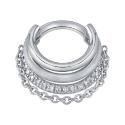 "Lucy In Chains" Hinge Ring In Gold With Diamonds