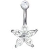 "Starflower" Navel Curve In Gold With White CZ's