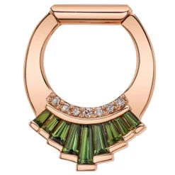 "Poetiq" Hinge Ring In Gold With Green Tourmaline & Champagne Diamonds