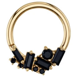 "Myriad" Seam Ring In Gold With Onyx