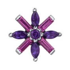 "Nayru" Threaded End In Gold With Rhodolite & Amethyst -Body Vision Los Angeles 42423 BodyVision BVLANayruThreadedEndinGoldwithRhodolite AmethystSingleWhiteGoldVENDORPHOTO jpg