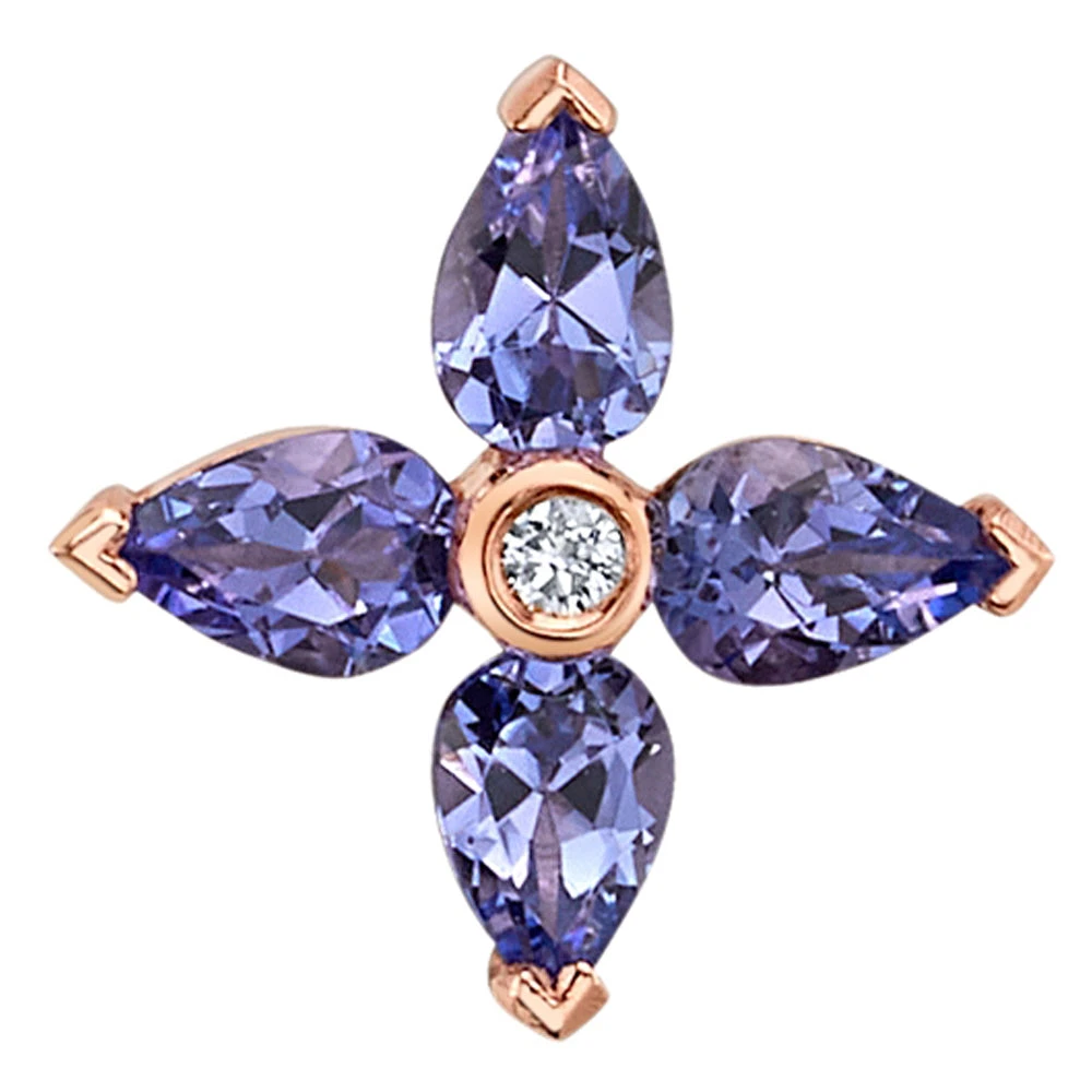 "Cardinal" Threaded End In Gold With Tanzanite & Diamond 2 "Cardinal" Threaded End In Gold With Tanzanite & Diamond - Image 2