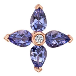 "Cardinal" Threaded End In Gold With Tanzanite & Diamond