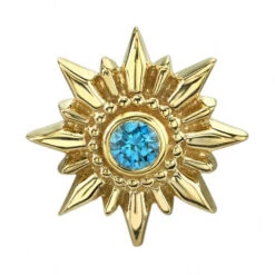 "Mini Compass" & "Compass" Threaded End In Gold With Ocean Blue Diamond