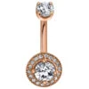 "Round Halo" Navel Curve In Gold With DIAMONDS