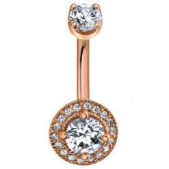 "Round Halo" Navel Curve In Gold With DIAMONDS -Body Vision Los Angeles 42467 BodyVision BVLARoundHaloNavelCurveinGoldwithDIAMONDSSingleRoseGoldVENDORPHOTO 06dffd15 edc6 4a3b a5ec 3a84400ff1c0