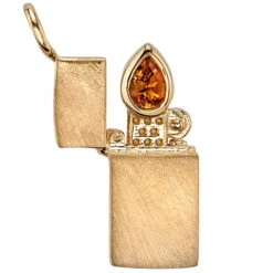 Lighter Charm In Gold With Citrine