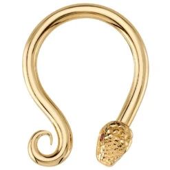 Serpent Circular Barbell In Gold With Rubies
