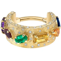 "The Inevitable" Cuff Hinge Ring In Gold With Genuine Gemstones