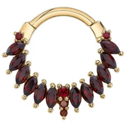 Body Vision Los Angeles -Body Vision Los Angeles 42562 BodyVision BVLASkylarHingeRinginGoldwithTanzanite Garnet Ruby RedDiamondsingleYellowGoldVENDORPHOTO