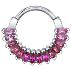 "Sweet Dreams" Hinge Ring In Gold With Hot Pink Sapphire, Pink Tourmaline & Pink Sapphires