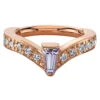 "Cherish Baguette" Hinge Ring In Gold With Diamond & Tanzanite