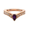 "Cherish Pear" Hinge Ring In Gold With Diamond & Amethyst