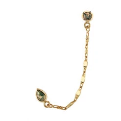 "Laurel" Dual End In Gold With Moss Agate