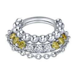 "Nikita" Hinge Ring In Gold With Golden Diamond, Canary Diamond & White Diamond