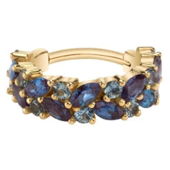 "Isabella" Hinge Ring In Gold With Chatham Alexandrite & Grey Sapphires