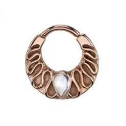 "Callisto" Hinge Ring In Gold With Rainbow Moonstone