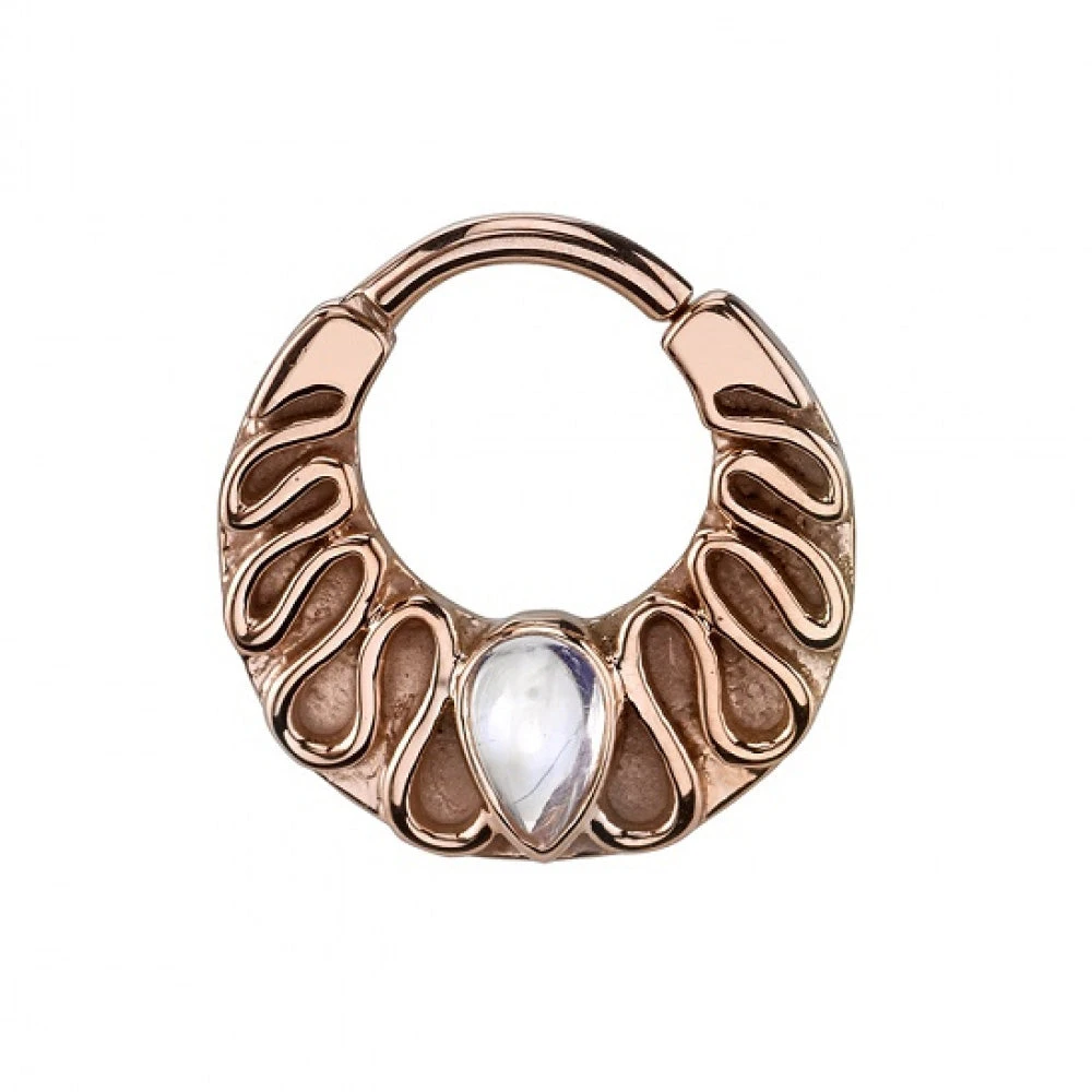 "Callisto" Hinge Ring In Gold With Rainbow Moonstone 1 "Callisto" Hinge Ring In Gold With Rainbow Moonstone