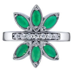 "Tenaya" Hinge Ring In Gold With Faceted Chrysoprase & White CZ's