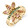 "Tenaya" Hinge Ring In Gold With Oregon Sunstone & Mint Beryl